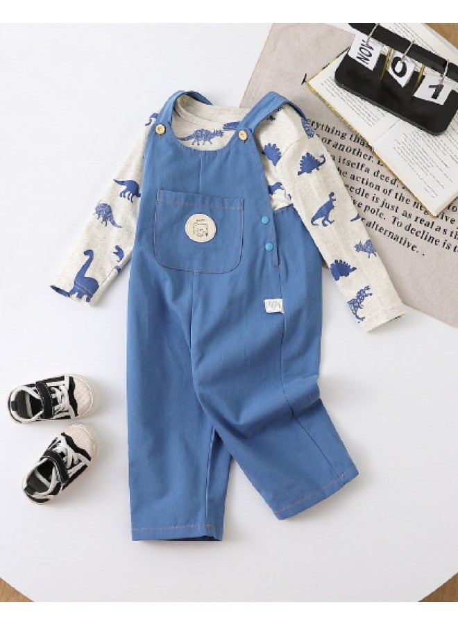 Boys' Autumn Fashion Overalls Set Toddler Comfortable Pure Cotton Two-piece Set Trendy - Image 1