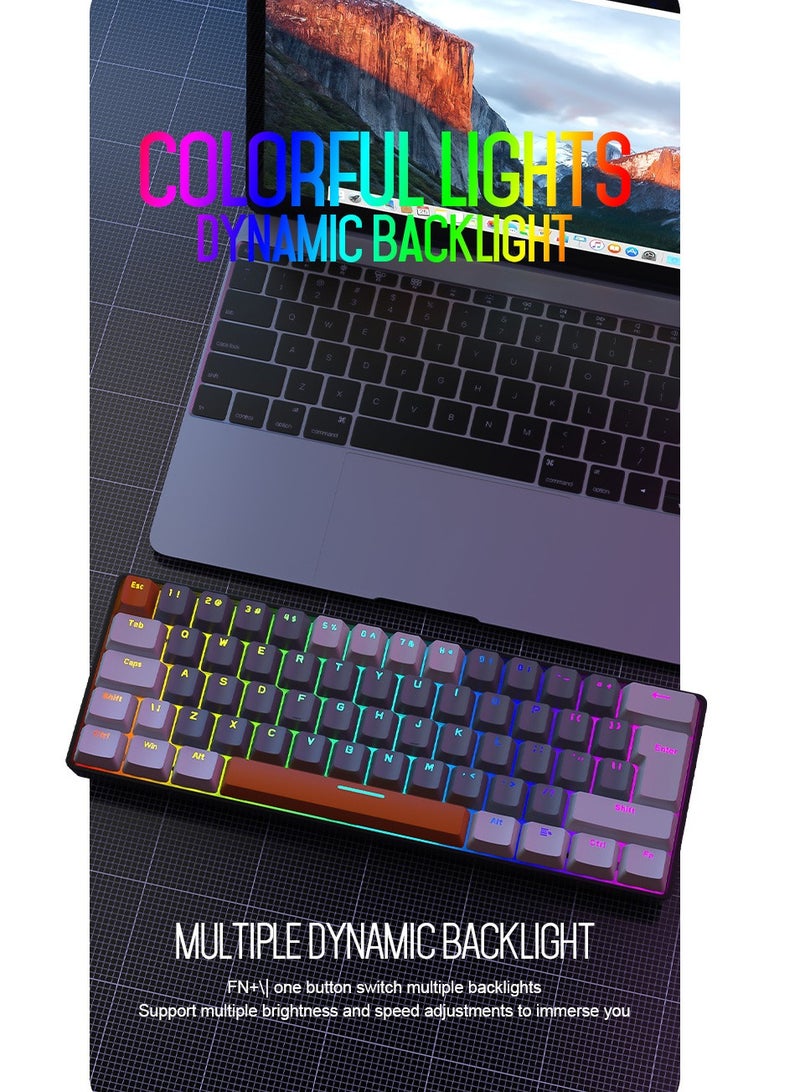 62 Keys Colorful Lights Switch Mechanical Gaming Keyboard 75% Mini Wired Waterproof Backlit Silent White RGB Color Suitable for PC/Ps4/Xbox Gamers - Image 4