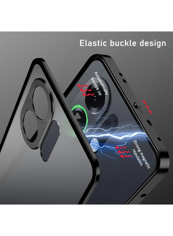 general Metal Frame Case Compatible with OPPO K13 Turbo Pro, Elastic Buckle Frosted Backboard and PC Backboard Metal Frame, Anti Shock and Anti Fall Cover for OPPO K13 Turbo Pro - Image 3