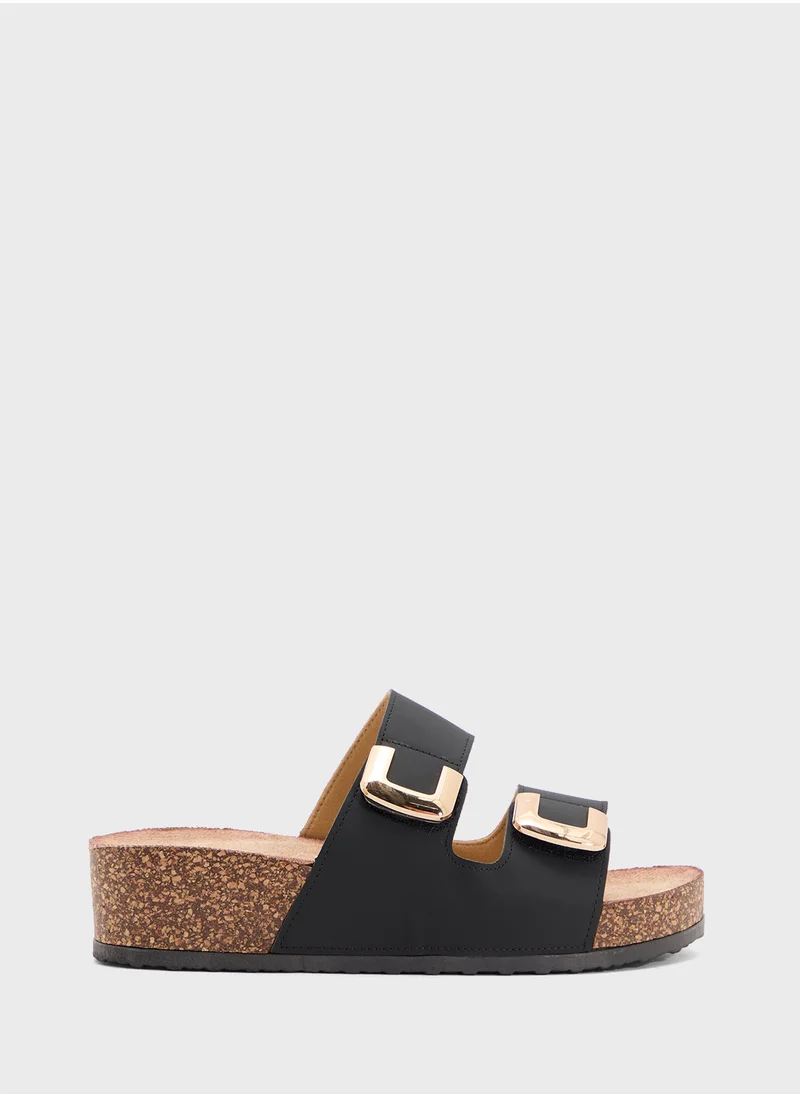 جينجر Chunky Trim Double Strap Sandal
