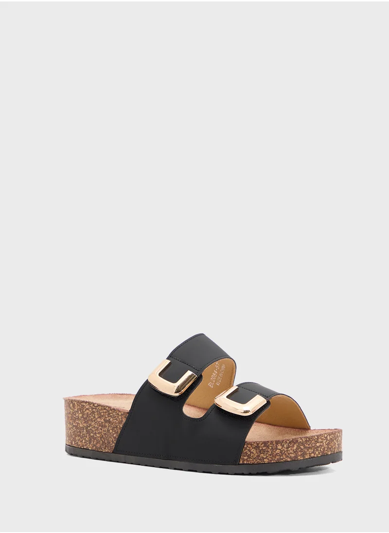 جينجر Chunky Trim Double Strap Sandal