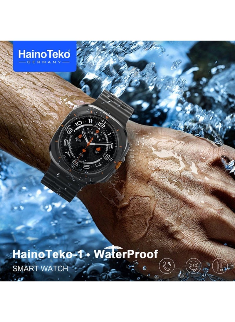 Haino Teko - Haino Teko-1 Waterpoof Ip68 Super Max Size Round Shape Curved AMOLED Display Smart Watch with Prayer Reminder, Tasbih and 3 Pair Straps For Gents and Boys - Image 1
