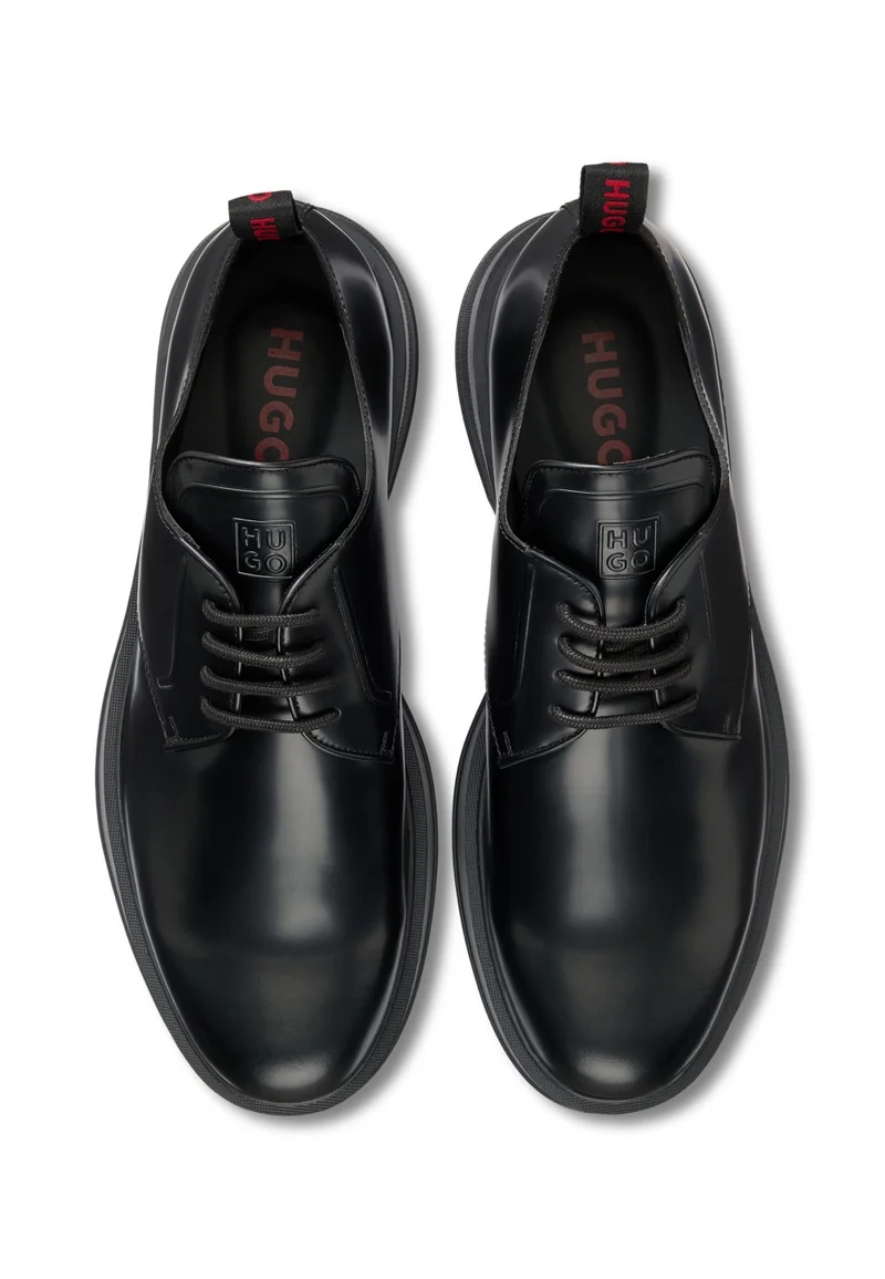 HUGO Leather Derby shoes with stacked-logo tongue