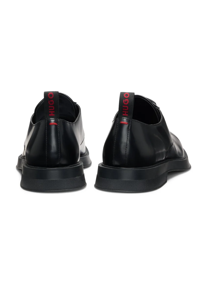 HUGO Leather Derby shoes with stacked-logo tongue