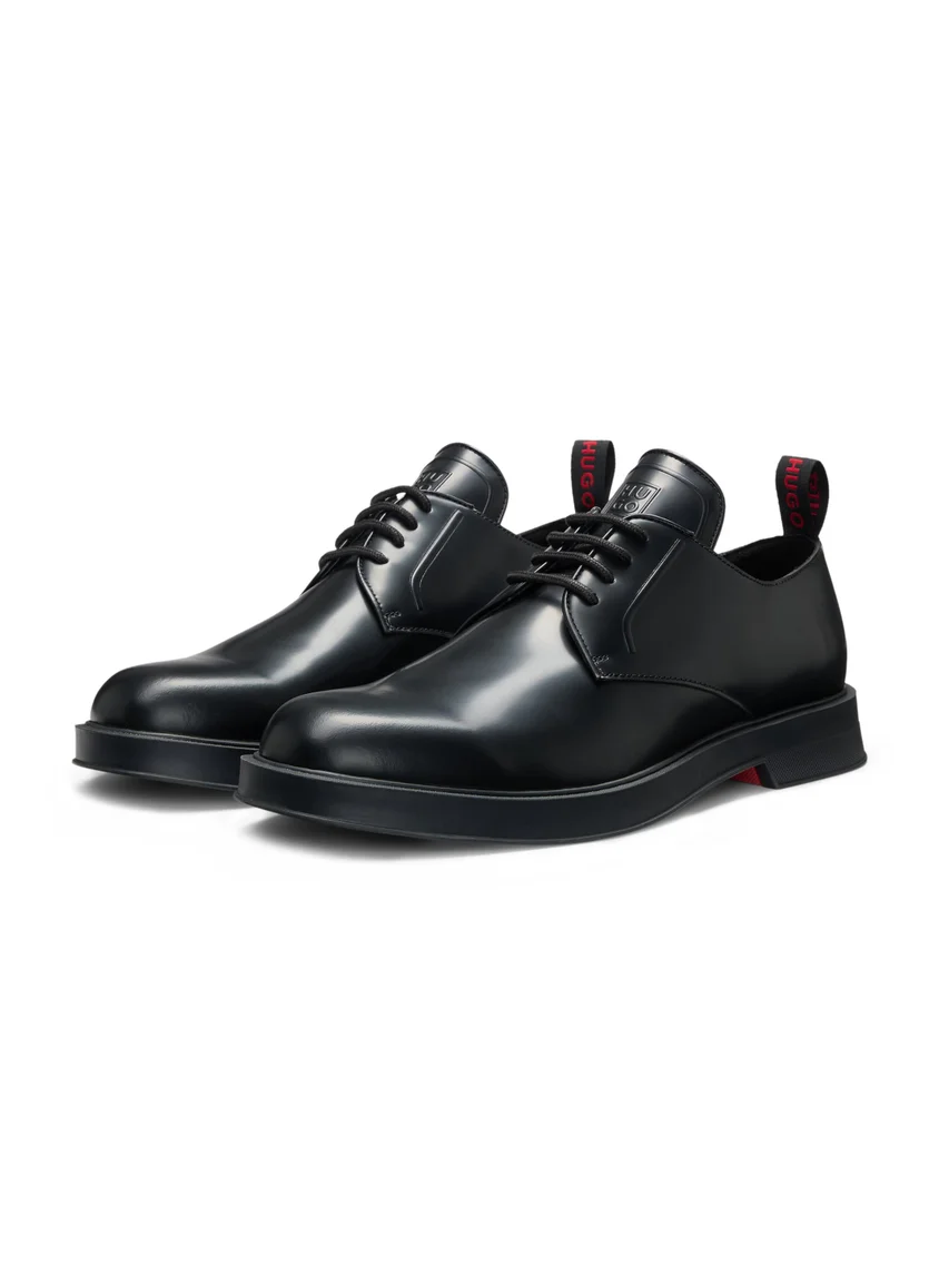 HUGO Leather Derby shoes with stacked-logo tongue