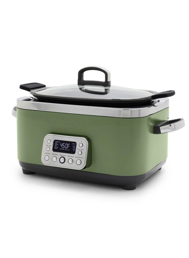 Greenpan Elite 14 in 1 Electric Stock Pot, Non-Stick, 6 Litre, PFAS Free, Coffee Pot, Dishwasher Safe Lid and Removable Cooking Grill, Stainless Steel Steamer - Image 1
