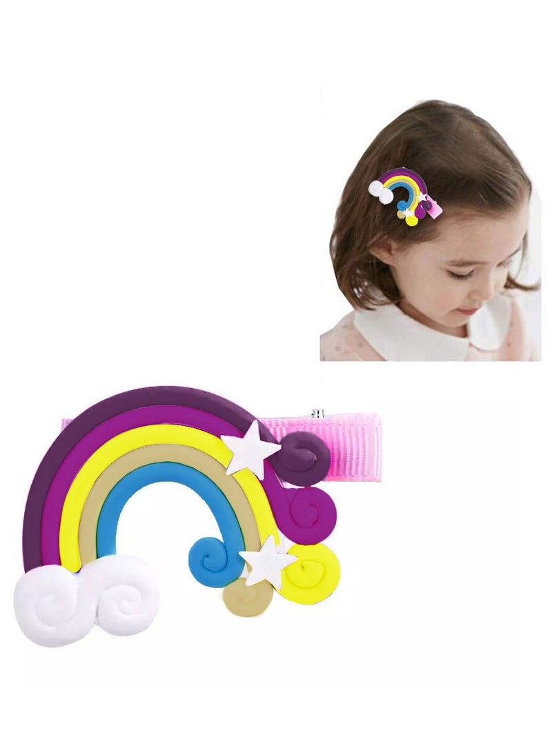 MARGOUN 6 Packs For Hair Clips Cloud Ornaments Colourful Flatback Polymer Rainbow Cloud Clips - Image 2