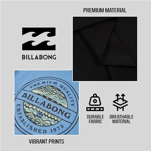 Billabong Big and Tall T-Shirts for Men – 2 Pack Cotton Mens Beach Summer Tees Black/Sky Blue, 6X - Image 5
