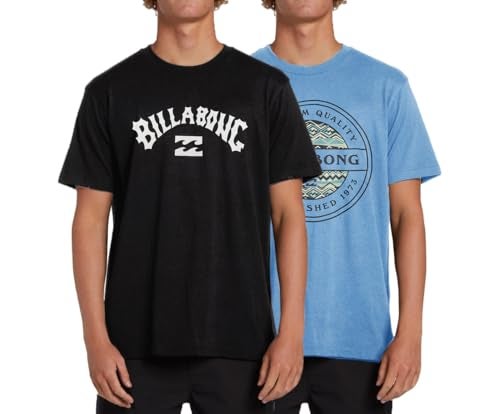 Billabong Big and Tall T-Shirts for Men – 2 Pack Cotton Mens Beach Summer Tees Black/Sky Blue, 6X - Image 1