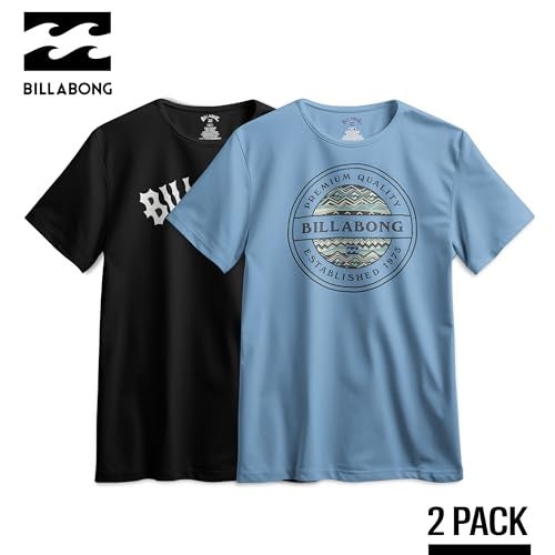 Billabong Big and Tall T-Shirts for Men – 2 Pack Cotton Mens Beach Summer Tees Black/Sky Blue, 6X - Image 2