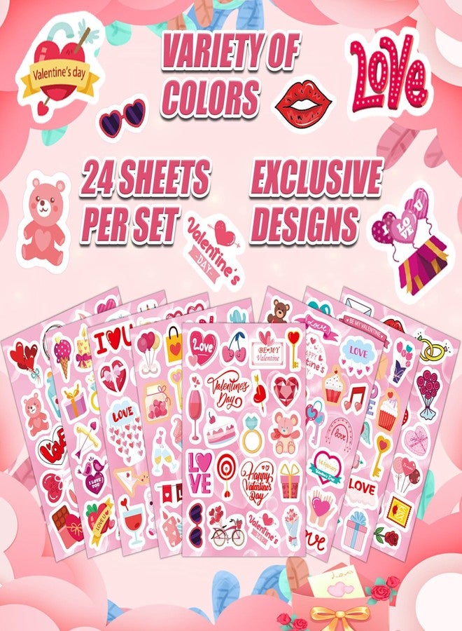 Cosomia 24 Sheets Valentine Stickers for Kids - 8 Diverse Valentines Love Stickers Designs - Valentine's Day Party Favors Crafts Gifts & Decorations Activities Supplies - Image 4
