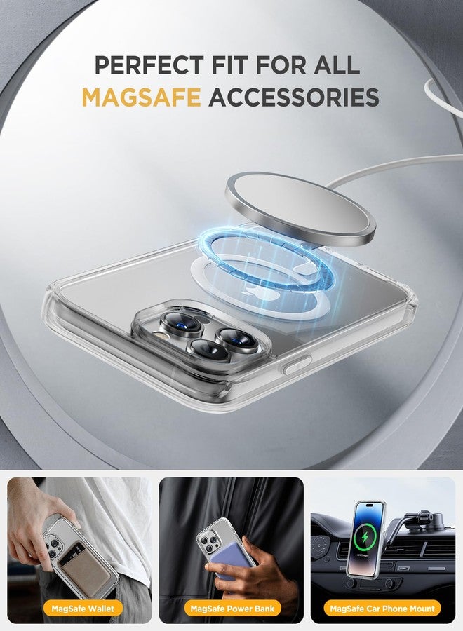 Miracase Magnetic for iPhone 15 Pro Case [Compatible with MagSafe] Full-Body Bumper Phone case with Built-in Glass Screen Protector& Camera Protector, Military Drop Proof 15 Pro Cover 6.1 inch,Clear - Image 4