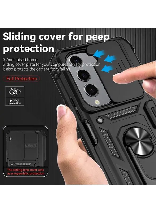 حالة حامل البطاقة المغناطيسية الزرقاء لسامسونج جالاكسي زد فولد 7 مع واقي الكاميرا - Image 4