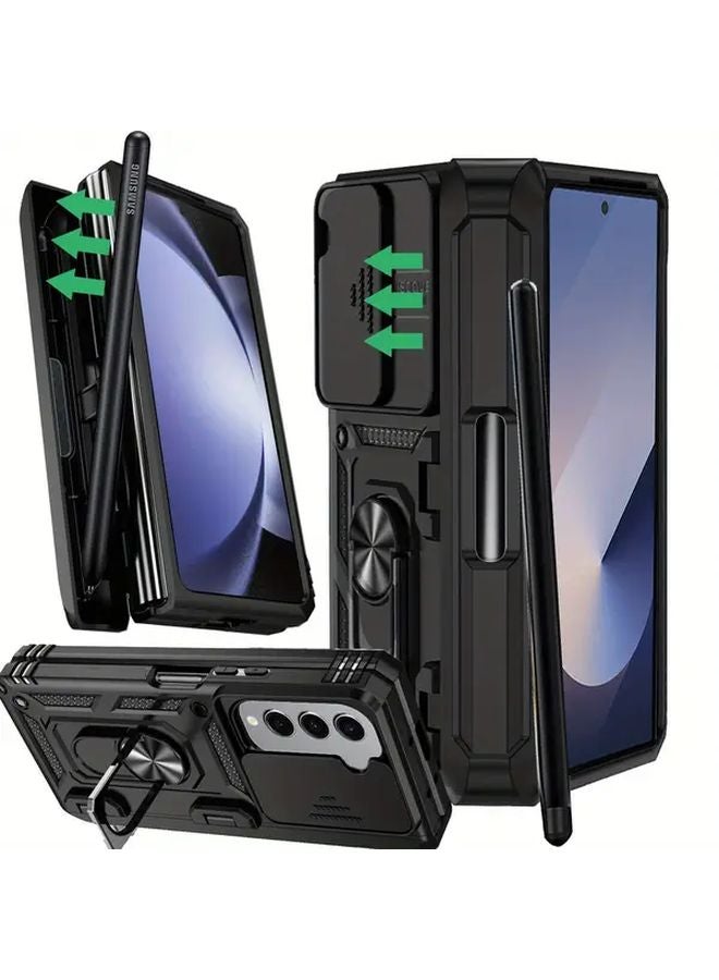 حالة حامل البطاقة المغناطيسية الزرقاء لسامسونج جالاكسي زد فولد 7 مع واقي الكاميرا - Image 2