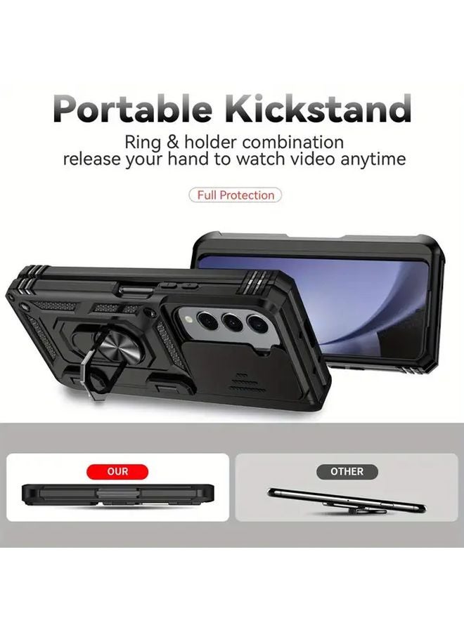 حالة حامل البطاقة المغناطيسية الزرقاء لسامسونج جالاكسي زد فولد 7 مع واقي الكاميرا - Image 5