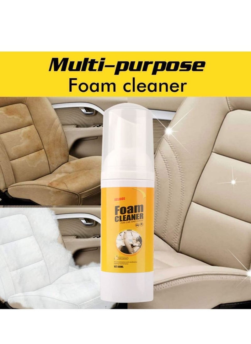 Excefore - Multipurpose Foam Cleaner, 2PCS Foam Cleaner for Car and House Lemon Flavor, Car Seat Upholstery Strong Stain Remover, Cleaning Spray for Car, Home, Kitchen (2 X 60ml) - Image 1