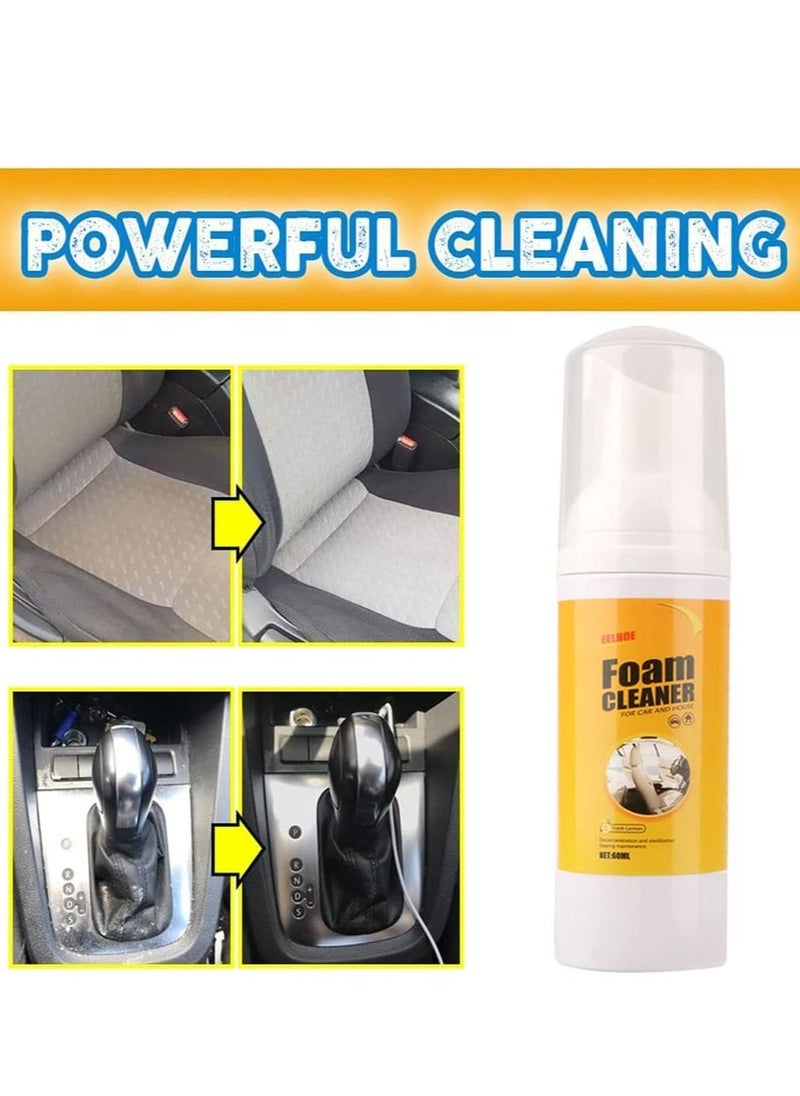 Excefore - Multipurpose Foam Cleaner, 2PCS Foam Cleaner for Car and House Lemon Flavor, Car Seat Upholstery Strong Stain Remover, Cleaning Spray for Car, Home, Kitchen (2 X 60ml) - Image 1