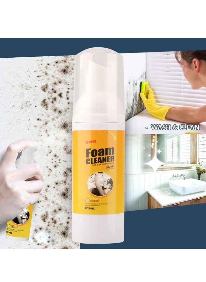 Excefore - Multipurpose Foam Cleaner, 2PCS Foam Cleaner for Car and House Lemon Flavor, Car Seat Upholstery Strong Stain Remover, Cleaning Spray for Car, Home, Kitchen (2 X 60ml) - Image 1