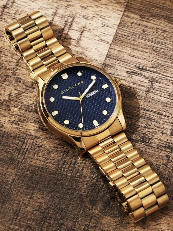 Giordano Analog Watch for Men with Two-Tone Stainless Steel Strap & Textured Dial, Day-Date Display, Elegant Casual Style - Image 4