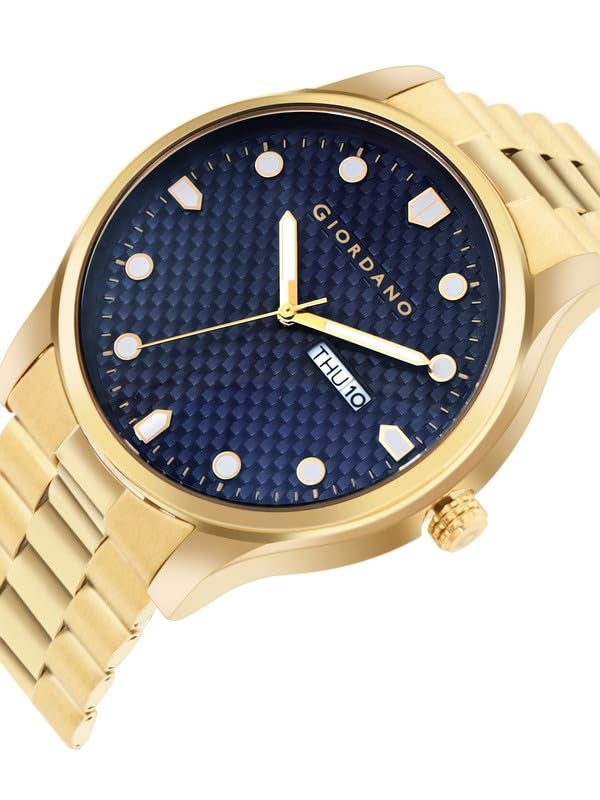 Giordano Analog Watch for Men with Two-Tone Stainless Steel Strap & Textured Dial, Day-Date Display, Elegant Casual Style - Image 5
