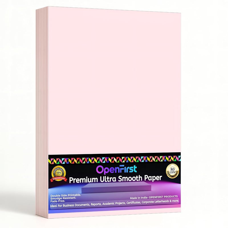 OPENFIRST ورق A3 وردي فاخر – 80 جرام لمسة ناعمة للغاية | أوراق ملونة قابلة للطباعة من الجانبين للفواتير، المكتب، الحرف، الرأسية والمشاريع | عبوة من 50 ورقة - Image 1