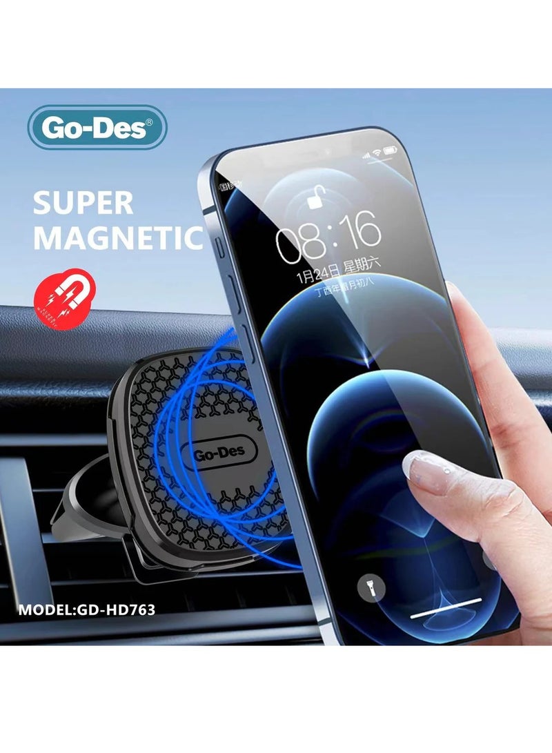 GO-DES Magnetic Car Phone Holder Stand Multifunctional Universal Magnet Wall Mobile Phone Holder(GD-HD763) - Image 2