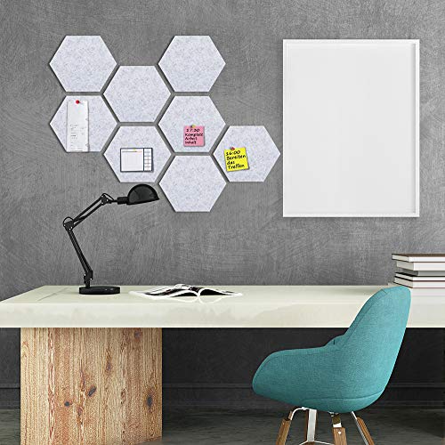 Uoisaiko Felt Hexagon Bulletin Board with 20 Push Pins, Pack of 8 Notice Boards for Home Office Kitchen, Push Pin Board Felt Wall Tiles for Photos Memos - Image 4