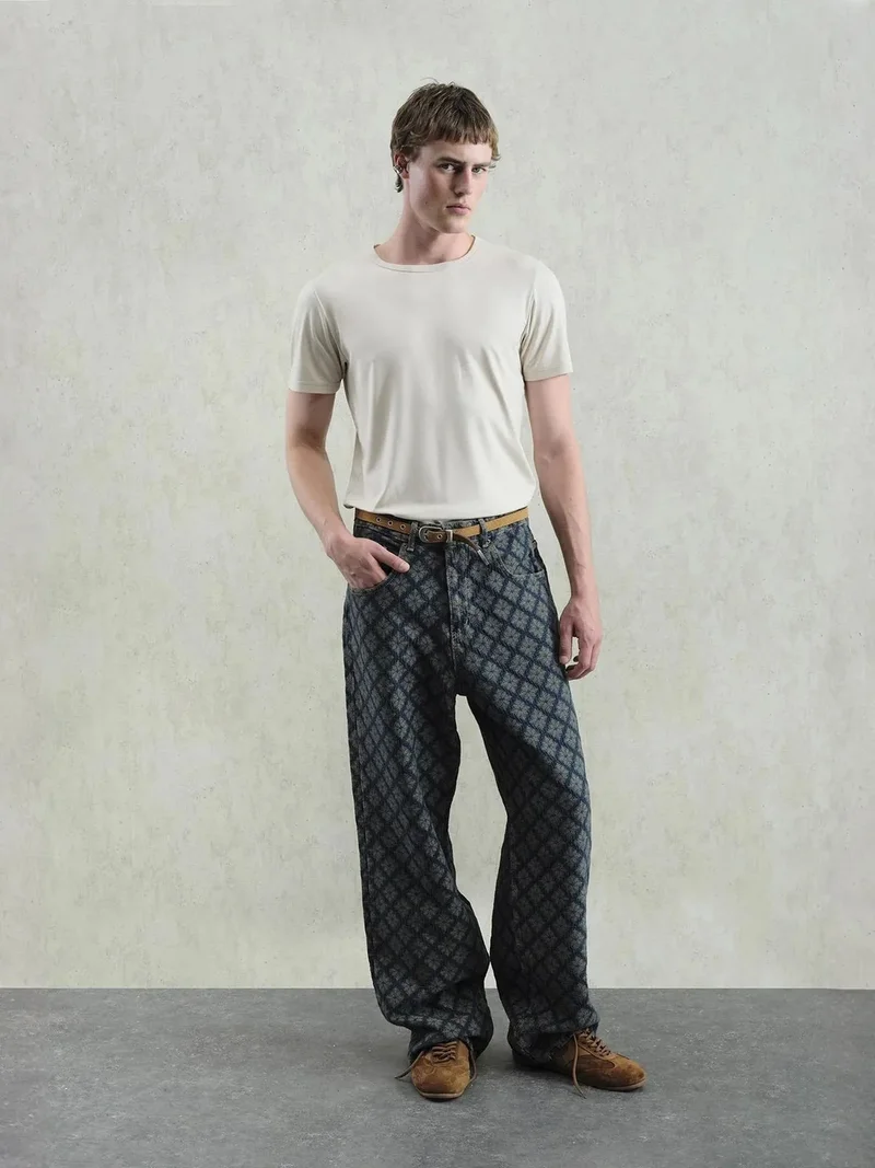 جيستو GIESTO Baggy Fit Printed Denim Jeans