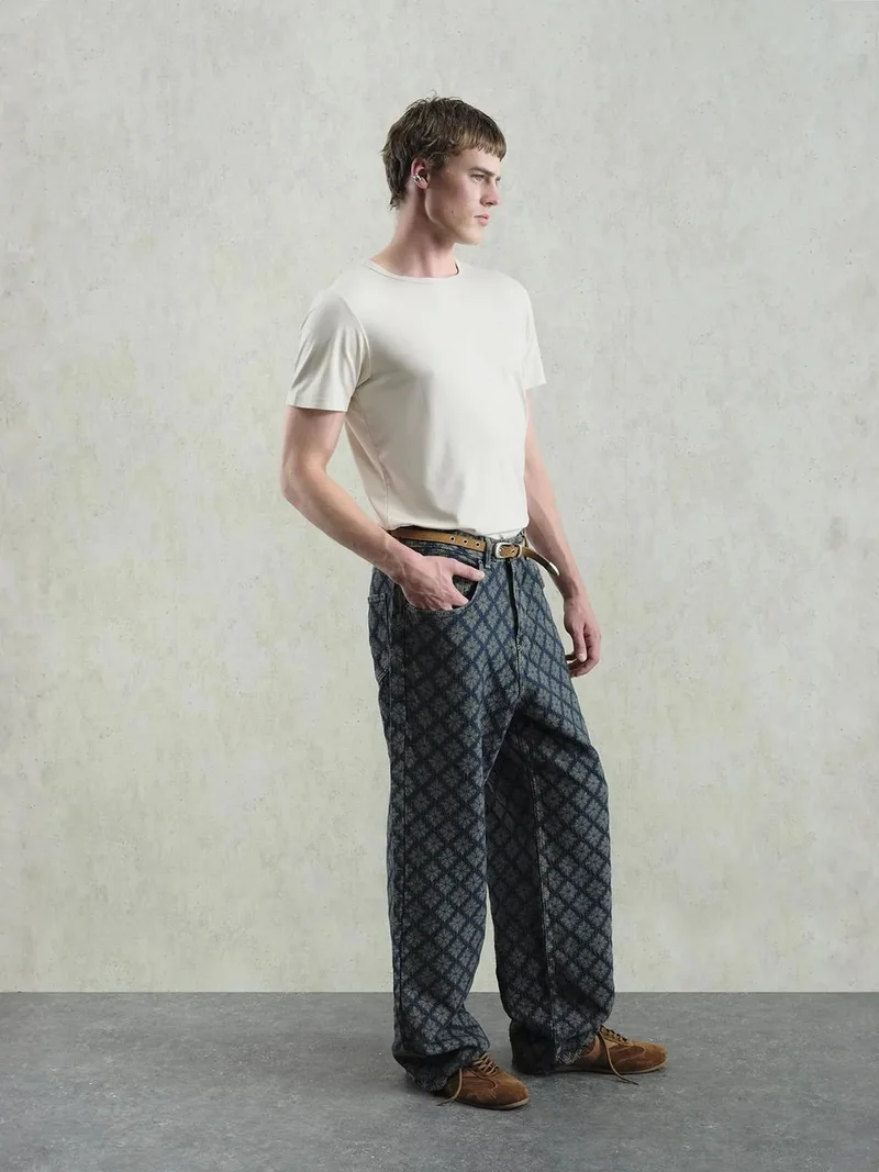 جيستو GIESTO Baggy Fit Printed Denim Jeans