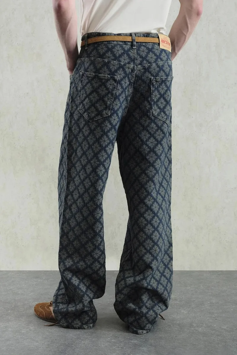 Giesto Navy Blue GIESTO Baggy Fit Printed Denim Jeans for Men | Best Price UAE