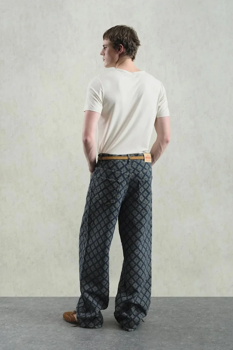 Giesto Navy Blue GIESTO Baggy Fit Printed Denim Jeans for Men | Best Price UAE