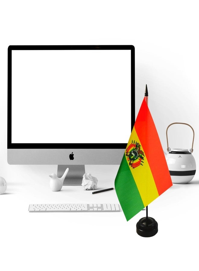 Zigvert Bolivia Desk Flag 8'' x 5''- Bolivians Flag Set, Bolivia Table Flag, Bolivians Office Flag, Desk Table Decoration, Black Plastic Stick and Base - Bolivia Flag Vivid Color and Fade Resistant - Image 3