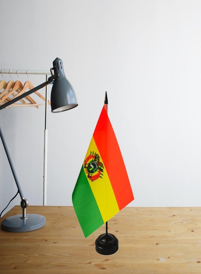 Zigvert Bolivia Desk Flag 8'' x 5''- Bolivians Flag Set, Bolivia Table Flag, Bolivians Office Flag, Desk Table Decoration, Black Plastic Stick and Base - Bolivia Flag Vivid Color and Fade Resistant - Image 2