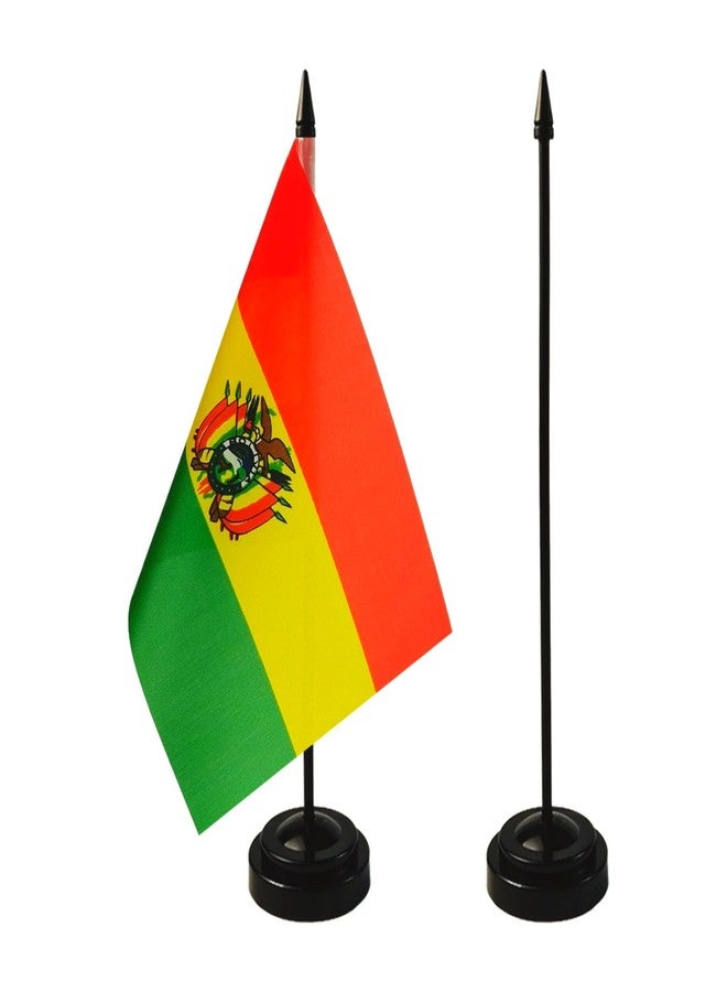 Zigvert Bolivia Desk Flag 8'' x 5''- Bolivians Flag Set, Bolivia Table Flag, Bolivians Office Flag, Desk Table Decoration, Black Plastic Stick and Base - Bolivia Flag Vivid Color and Fade Resistant - Image 4