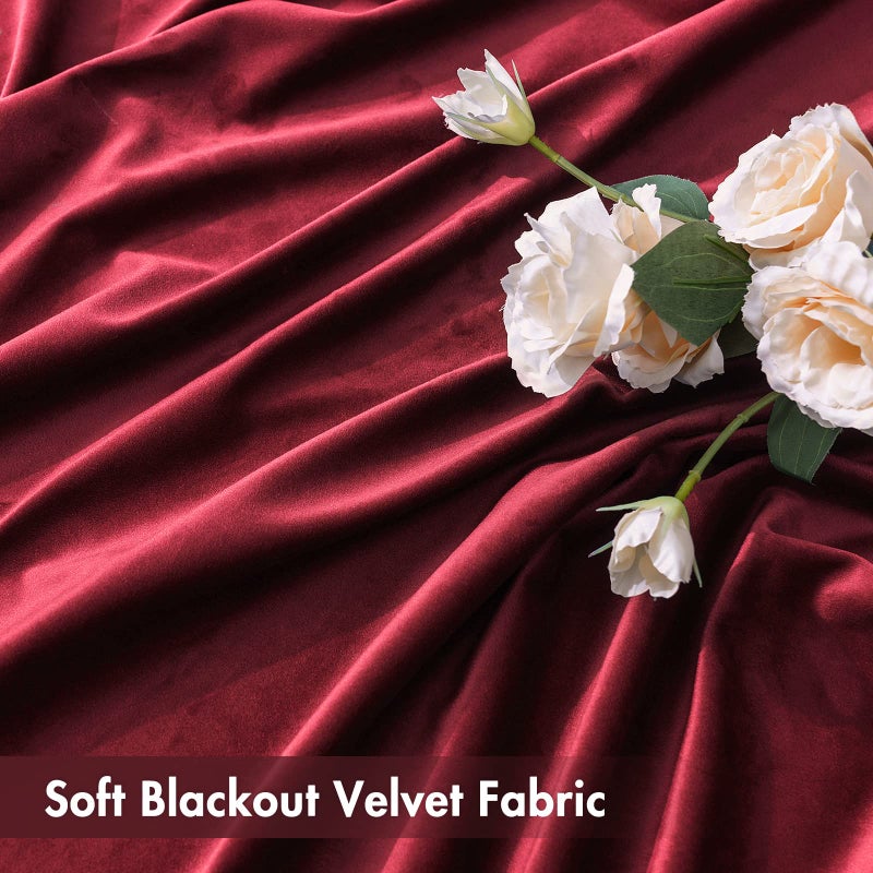 ميولي Miulee Burgundy Velvet Stertains حراري معزول الستائر الستائر عيد الميلاد لغرفة نوم غرفة المعيش - Image 3