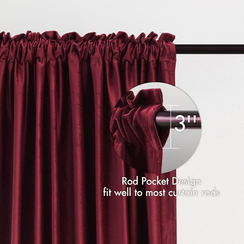 ميولي Miulee Burgundy Velvet Stertains حراري معزول الستائر الستائر عيد الميلاد لغرفة نوم غرفة المعيش - Image 2