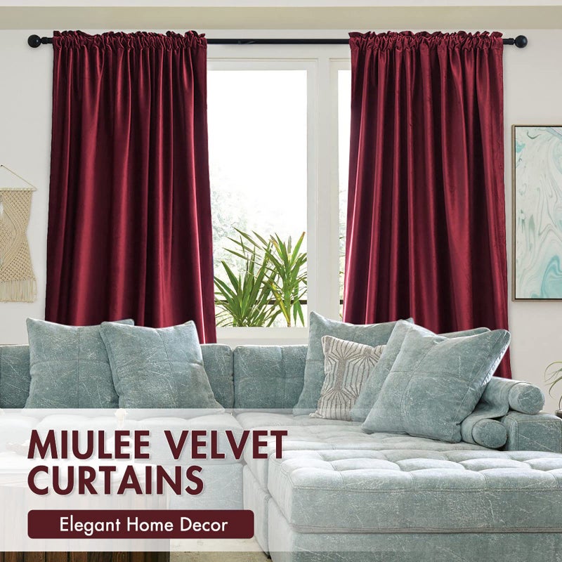 ميولي Miulee Burgundy Velvet Stertains حراري معزول الستائر الستائر عيد الميلاد لغرفة نوم غرفة المعيش - Image 5