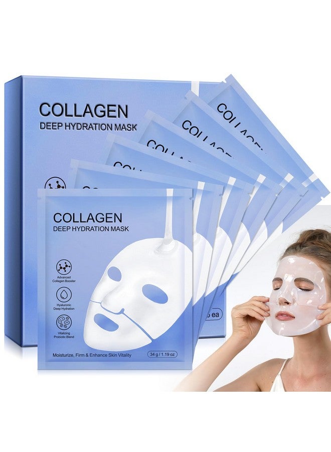 HUALIJIA Collagen Face Mask, 6 Pack Overnight Collagen Mask For Women, Deep Collagen Anti Wrinkle Lifting Mask For All Skin Types, Pore Minimizing, Elasticity Improvement, 34G X6Ea - Image 1