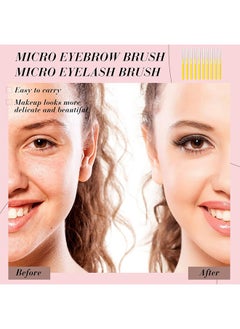 MAANGE 10 Pcs Micro Eyebrow Brush, Multifunctional Micro Lash Comb, Eyelash and Eyebrow Extensions Tool (Yellow)  - Image 3