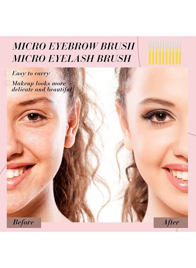 MAANGE - 10 Pcs Micro Eyebrow Brush, Multifunctional Micro Lash Comb, Eyelash and Eyebrow Extensions Tool (Yellow) - Image 1