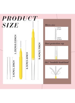 MAANGE 10 Pcs Micro Eyebrow Brush, Multifunctional Micro Lash Comb, Eyelash and Eyebrow Extensions Tool (Yellow)  - Image 2