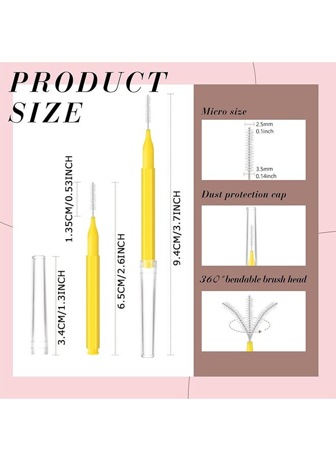 MAANGE - 10 Pcs Micro Eyebrow Brush, Multifunctional Micro Lash Comb, Eyelash and Eyebrow Extensions Tool (Yellow) - Image 1