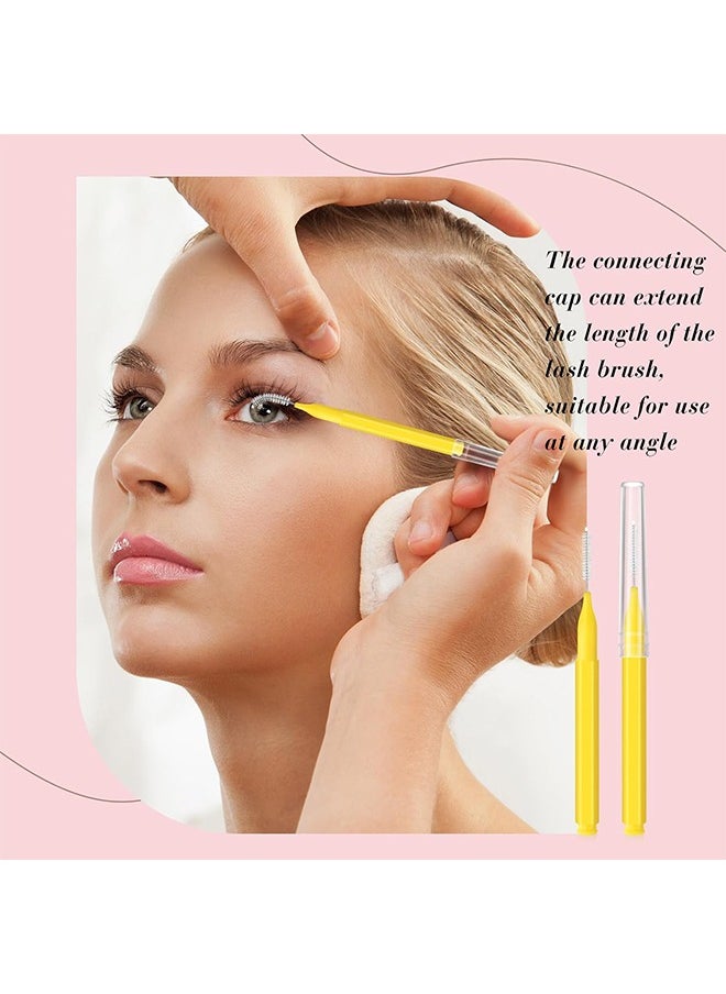 MAANGE - 10 Pcs Micro Eyebrow Brush, Multifunctional Micro Lash Comb, Eyelash and Eyebrow Extensions Tool (Yellow) - Image 1
