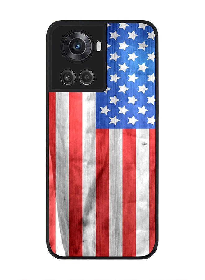Stylizedd Rugged Black edge case for OnePlus 10R 5G/OnePlus Ace 5G Slim fit Soft Case Flexible Rubber Edges Anti Drop TPU Gel Thin Cover - USA Grunge Flag - Image 1