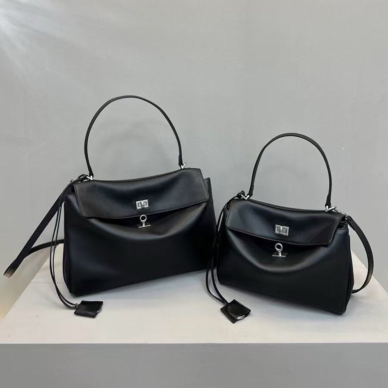 Rodeo * First Layer Cowhide Buckle Kelly Bag Leather Tote Bag Fashion Trend Shoulder Slung Handbag Women - Image 3