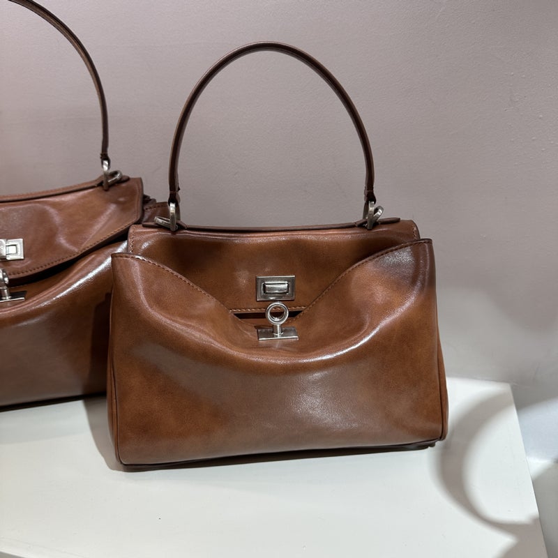 Rodeo * First Layer Cowhide Buckle Kelly Bag Leather Tote Bag Fashion Trend Shoulder Slung Handbag Women - Image 1