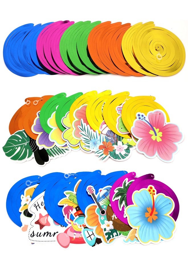 HOWAF 30 Pcs Hawaiian Tropical Luau Birthday Party Hanging Swirls Hibiscus Flower Parrot Flamingo Foil Swirl Decorations Ceiling Decorations for Luau Tiki Aloha Beach Summer Party Decoration Supplies - Image 5