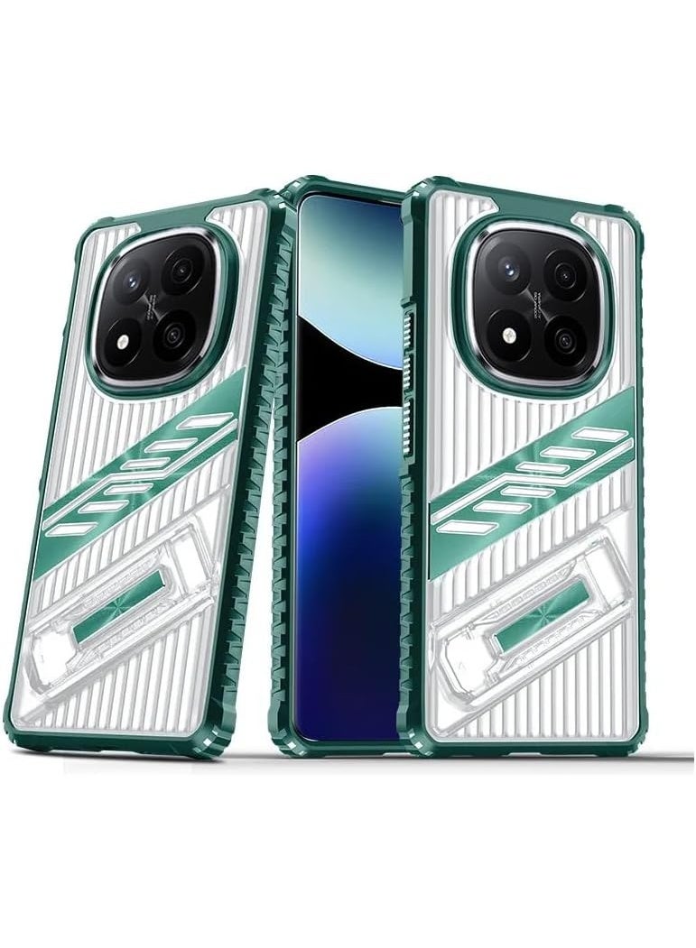 جولدن ماسك شاومى ريدمى نوت 14 برو بلس 5جي (Xiaomi Redmi Note 14 Pro Plus 5G) جراب ظهر عدسة حماية مع حامل (اخضر)