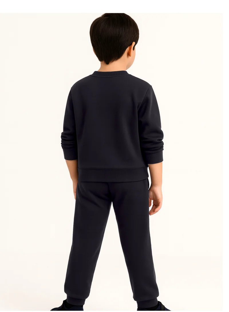 victor and jane Boys’ Adventure Graphic Sweatshirt &amp; Joggers – Charcoal Grey Fleece Set