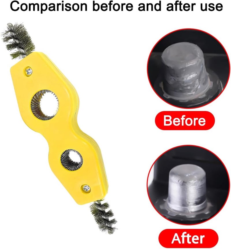 BELOMI 2PCS Car Battery Terminal Cleaning Brush, 4 in 1 Rustproof Battery Cleaner Tool with Steel Wire, Auto Universal Interior and Exterior Battery Terminals Machine Parts（Yellow） - Image 3